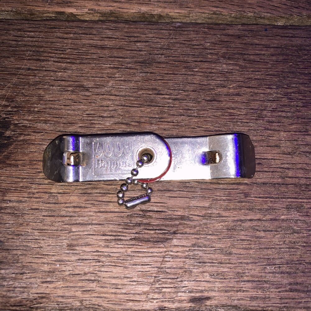 Vintage Hamm's Beer Dual Folding Opener Vaughan USA Key Chain Open Bottle Swivel